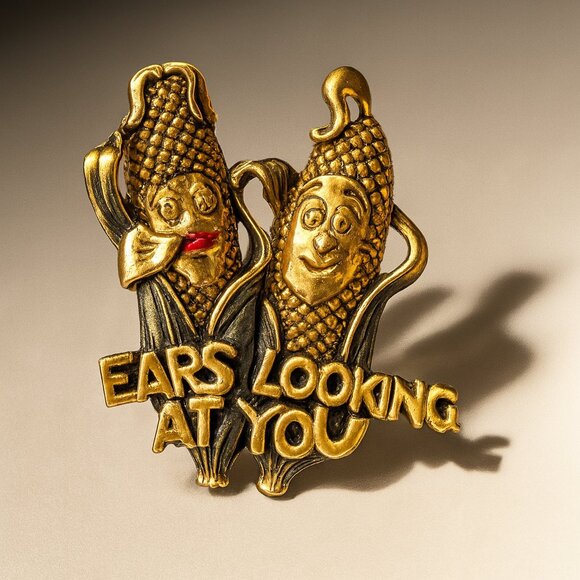 Jewelry - Fall Harvest Corn Brooch – Gold-Tone Yellow Farm-Themed Pin Jewelry